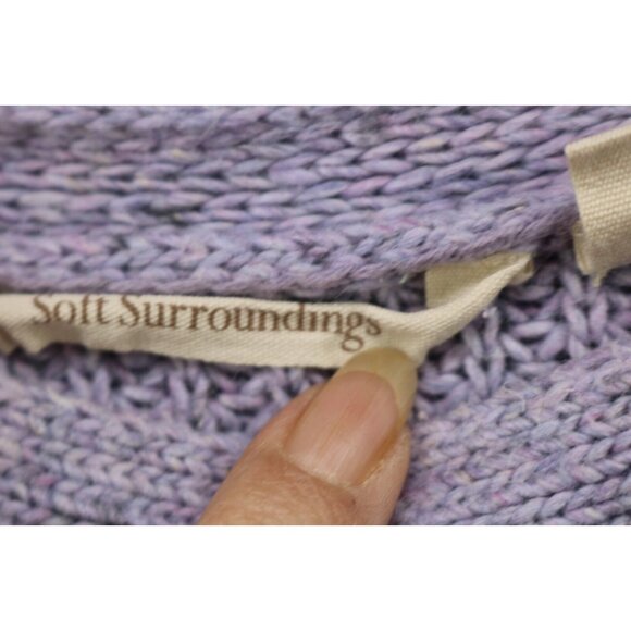 Soft Surroundings Boat Neck Purple Sweater-Large-Button Up Sleeves-Wool & Silk - Picture 6 of 13